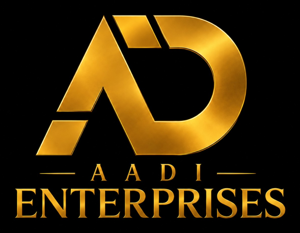 Aadi Enterprises official black and golden logo